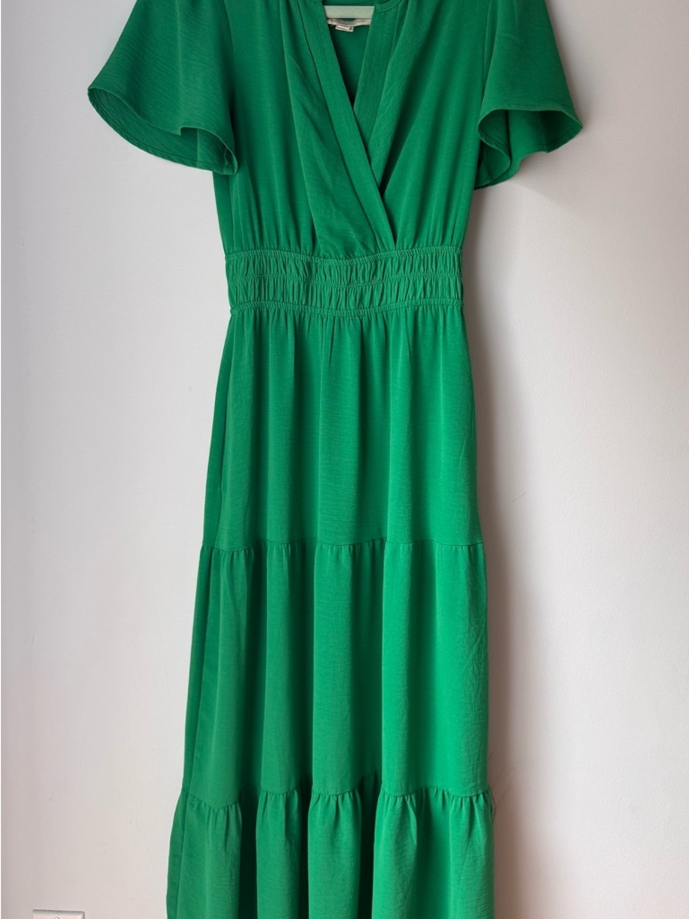 Green Tiered Wrap Maxi Dress